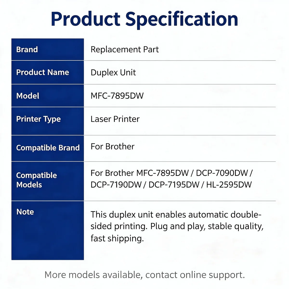 For Brother MFC-7895DW Duplex Unit view 5