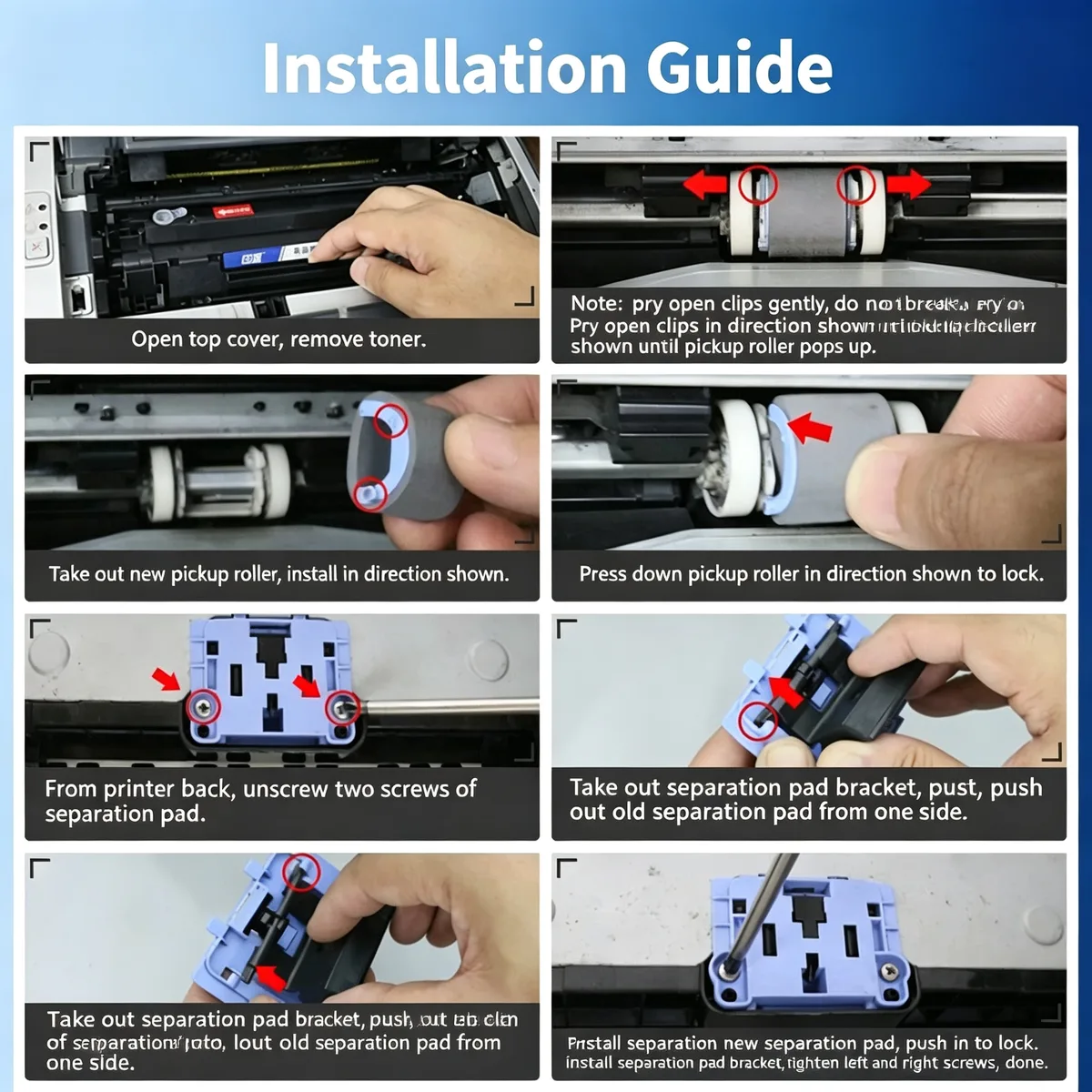 For Canon LBP6018L Pickup Roller & Separation Pad view 5