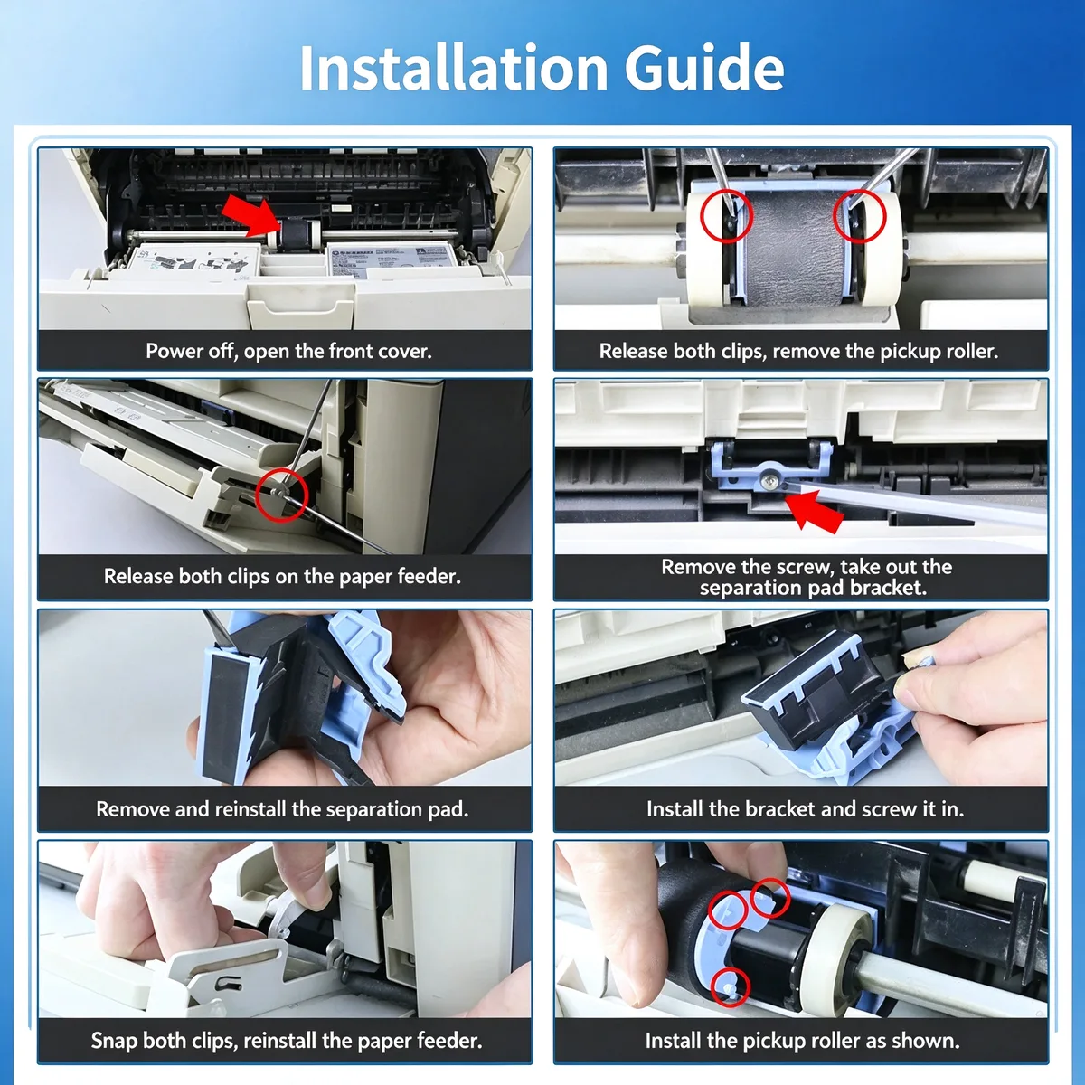 For Canon LBP8750n Manual Pickup Roller & Separation Pad view 4