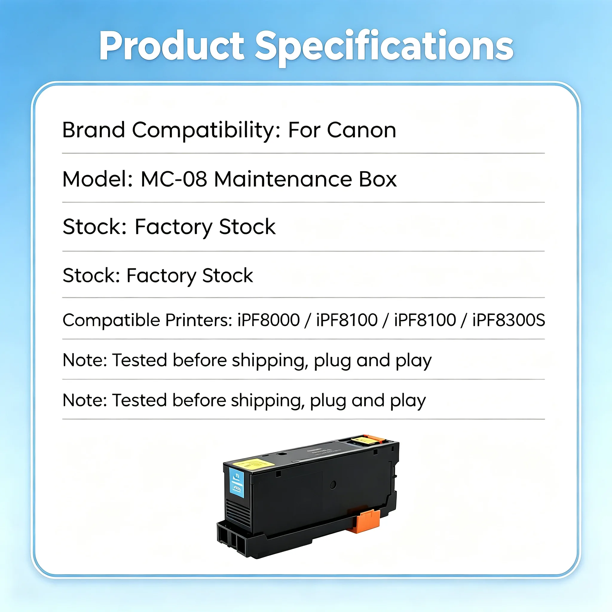 Canon MC-08 Maintenance Cartridge — iPF8000 iPF8100 iPF8300S view 2