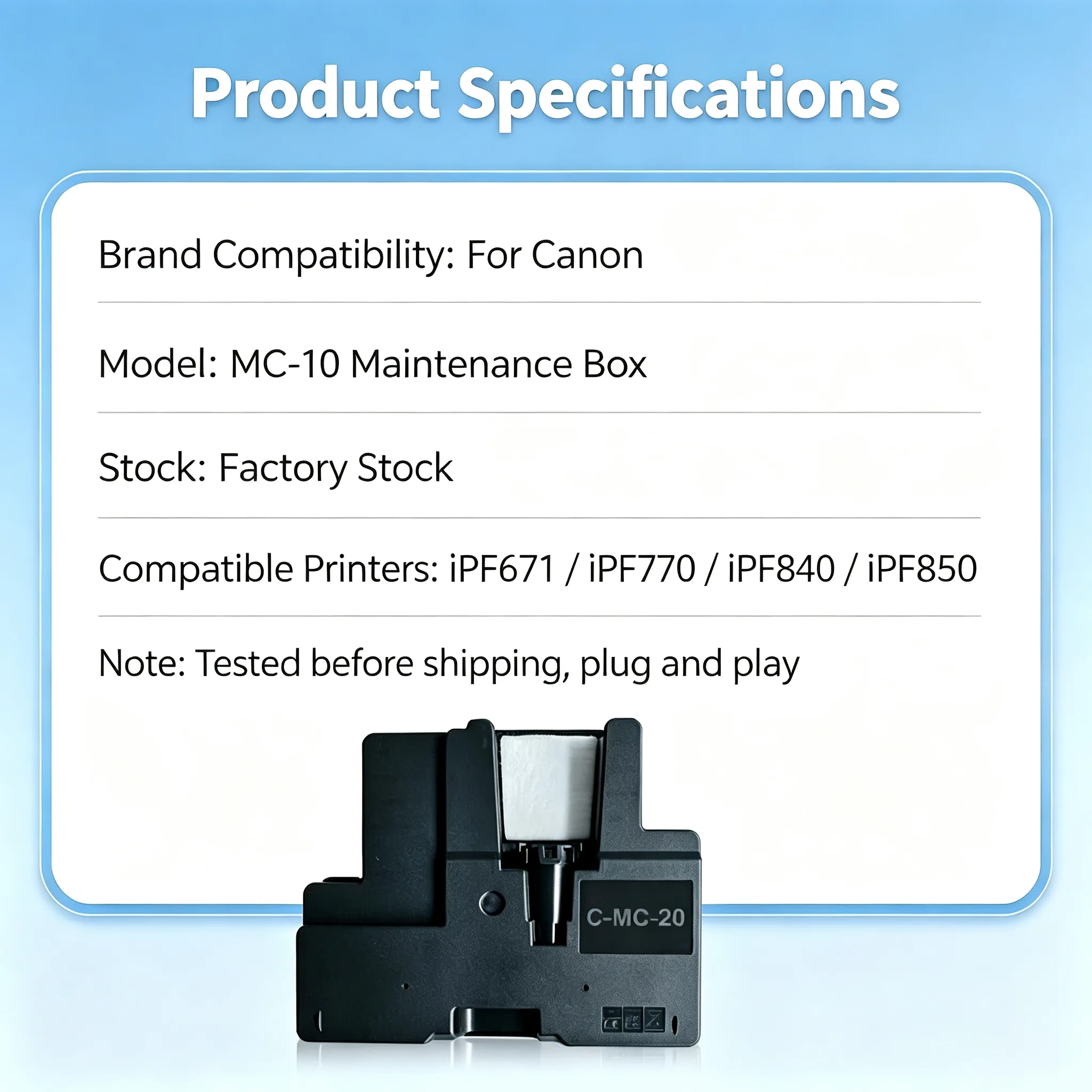 Canon MC-10 Maintenance Cartridge — iPF671 iPF770 iPF840 view 2