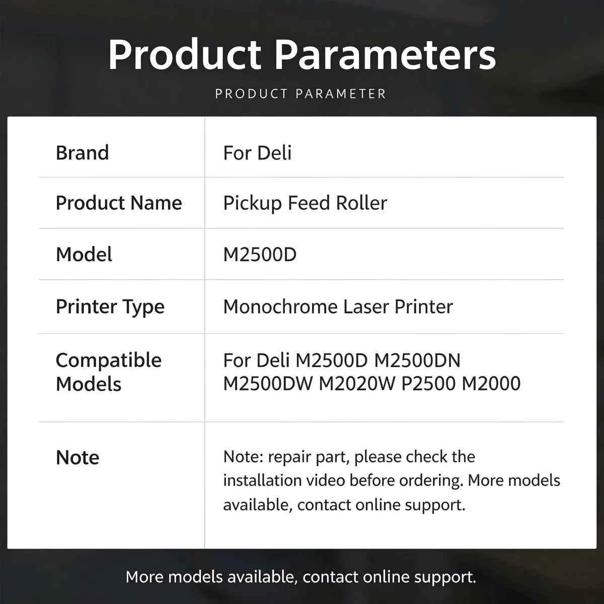 For Deli M2500D Pickup Feed Roller view 4