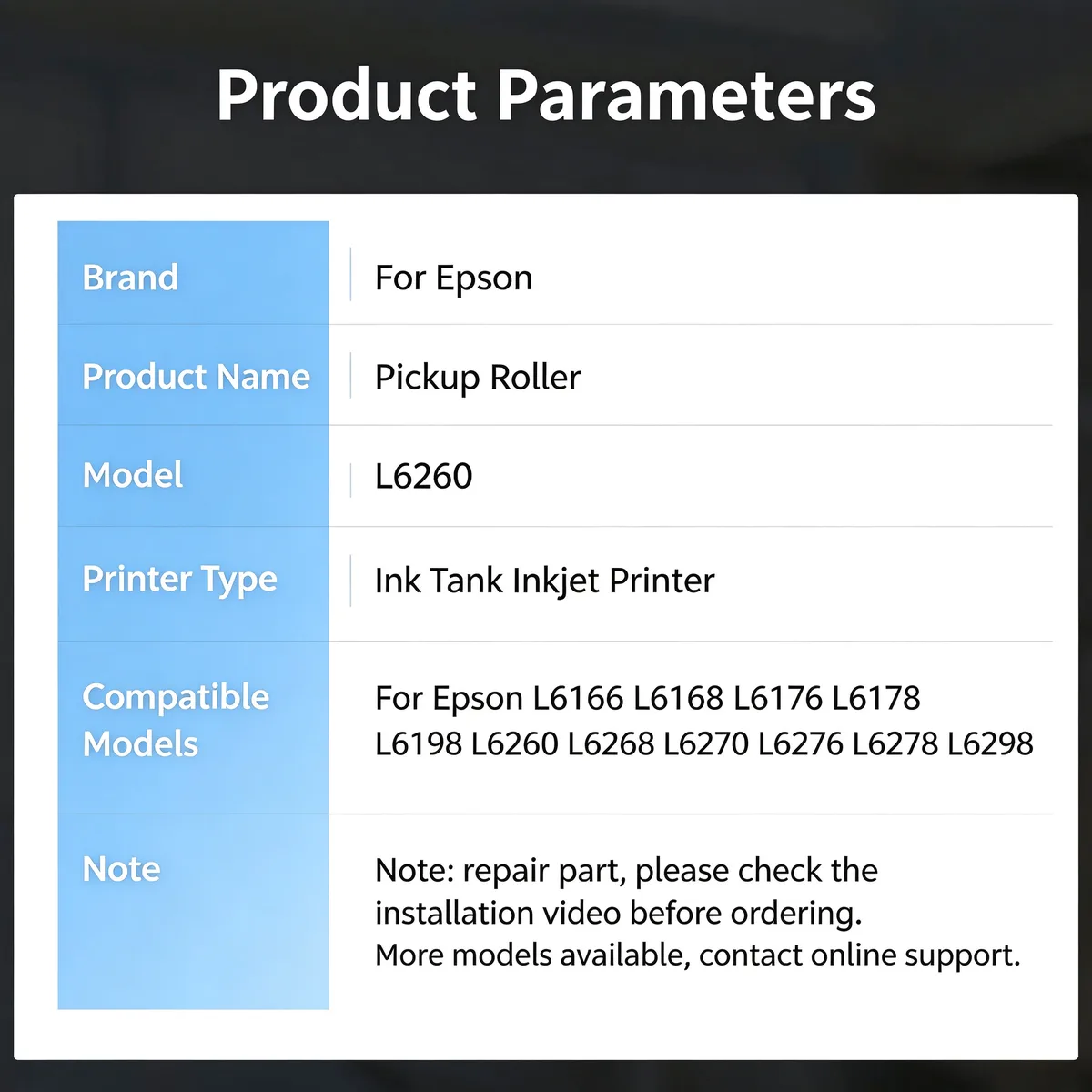 For Epson L6260 Pickup Roller and Separation Pad view 5