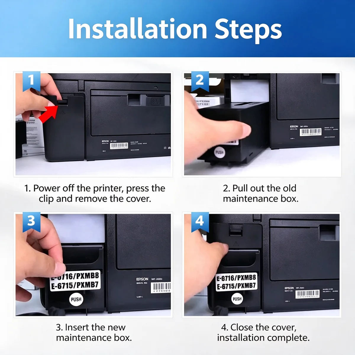 For Epson WF-3820 T6715 Maintenance Waste Ink Box view 5