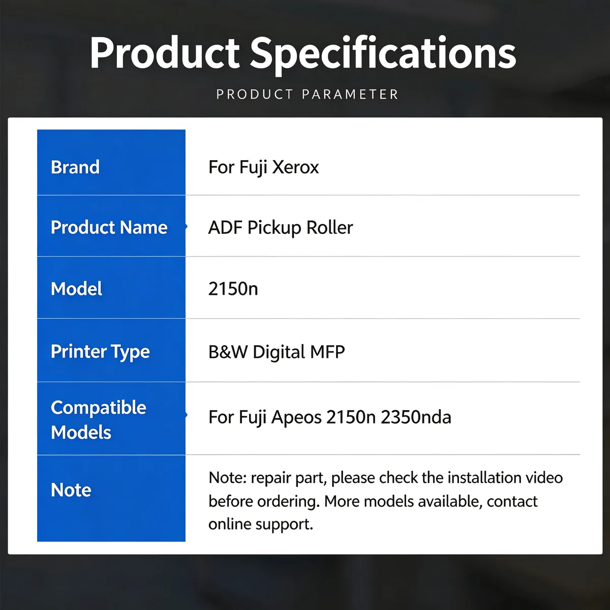For Fuji Xerox 2150n ADF Pickup Roller view 4