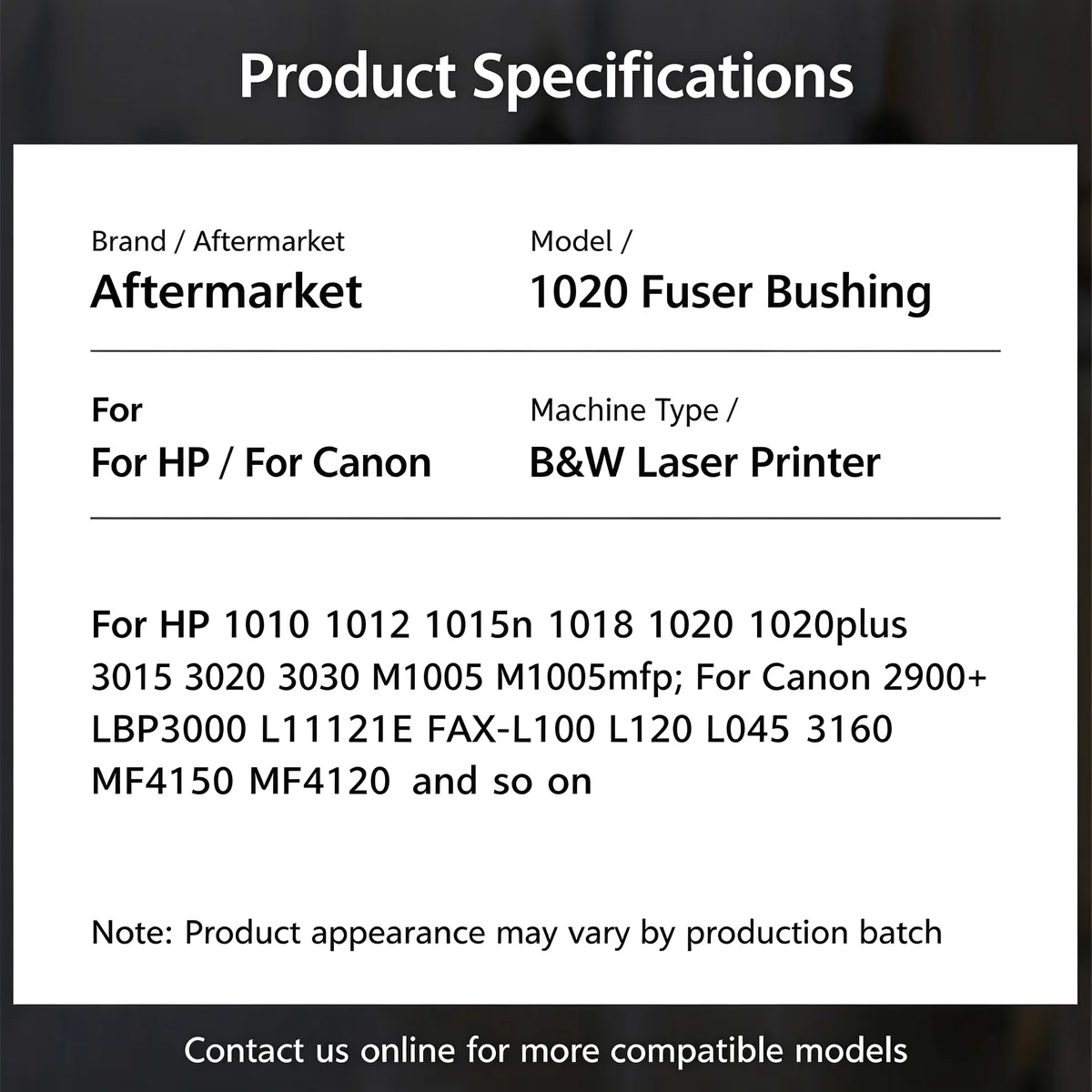 For HP 1020 Fuser Bushing view 4