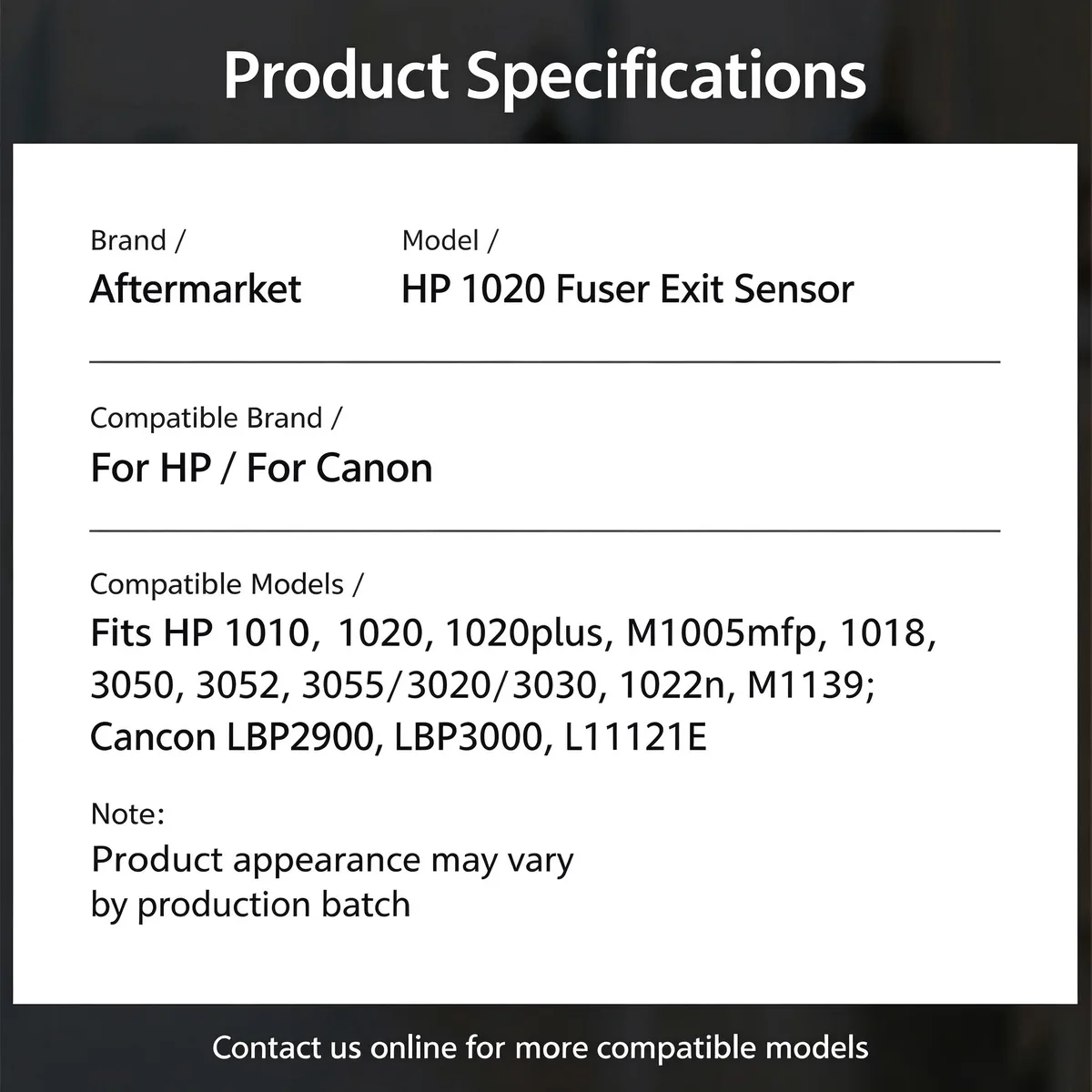 For HP 1020 Fuser Exit Sensor view 4