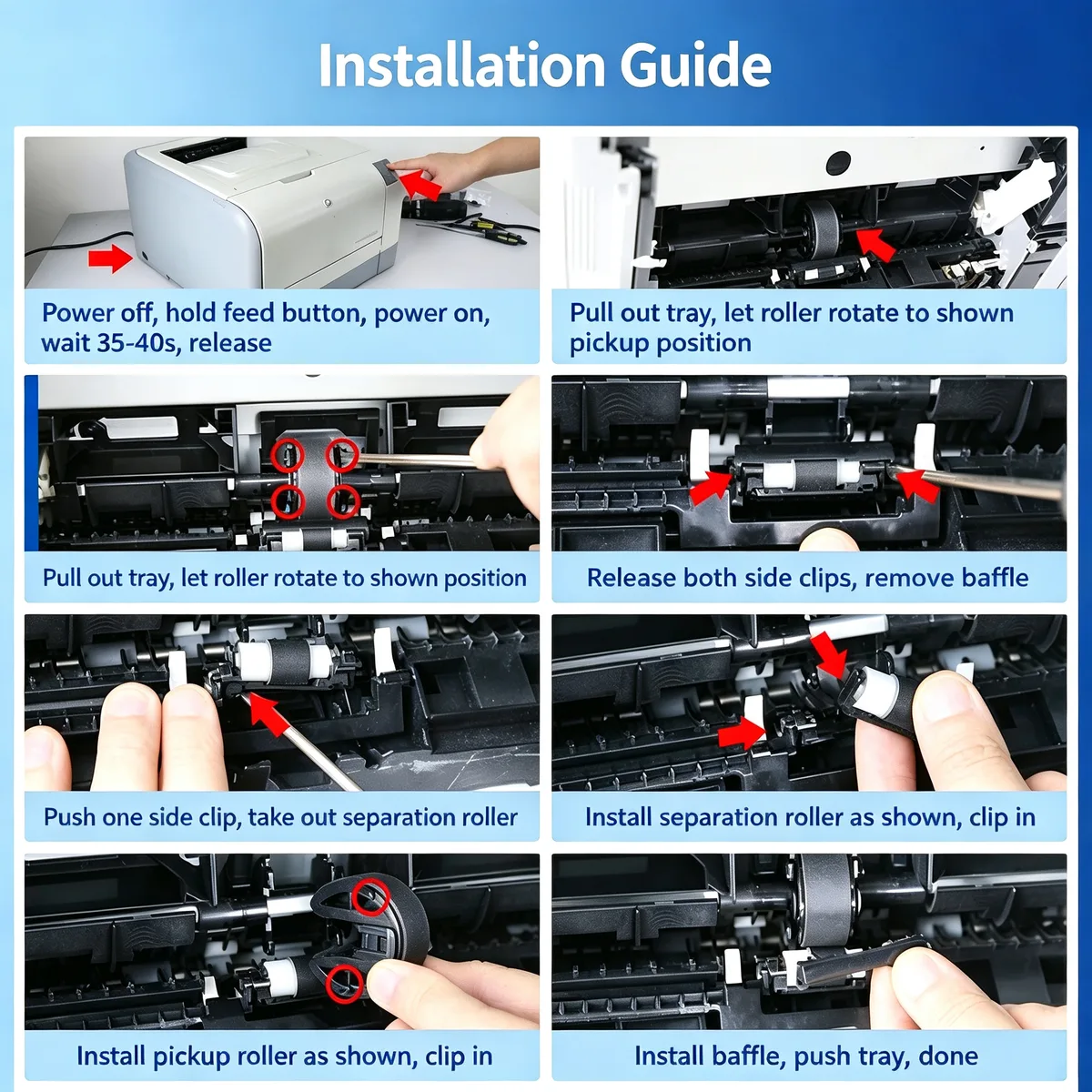 For HP Color CP1215 Pickup Roller & Separation Pad Kit view 5