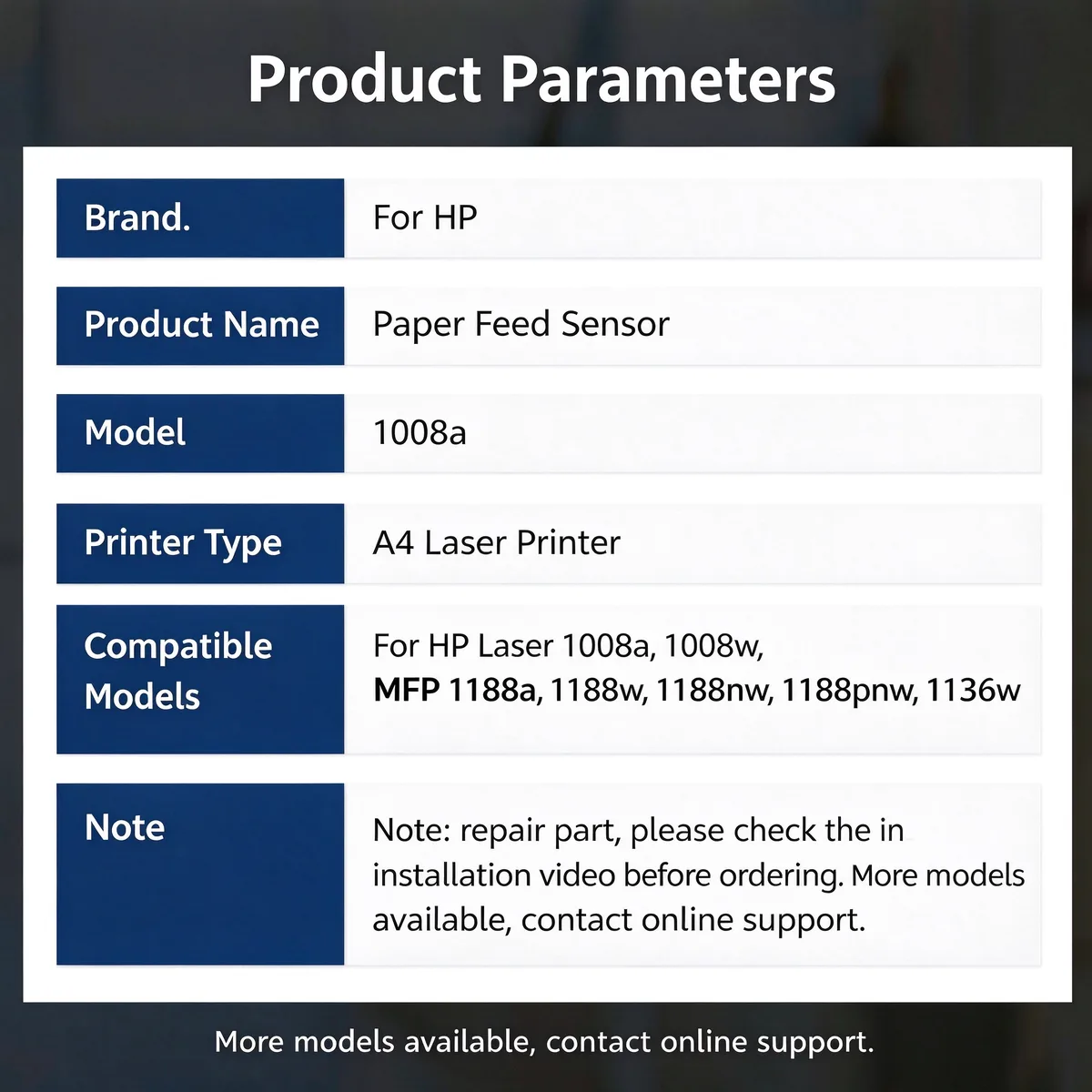 For HP Laser 1008a Paper Feed Sensor view 5