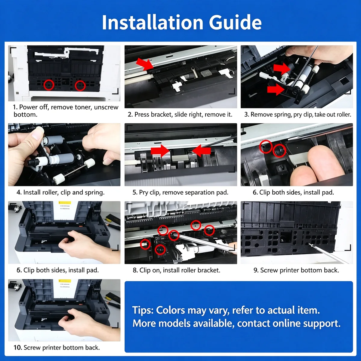For HP Laser 136a Pickup Roller and Separation Pad view 5