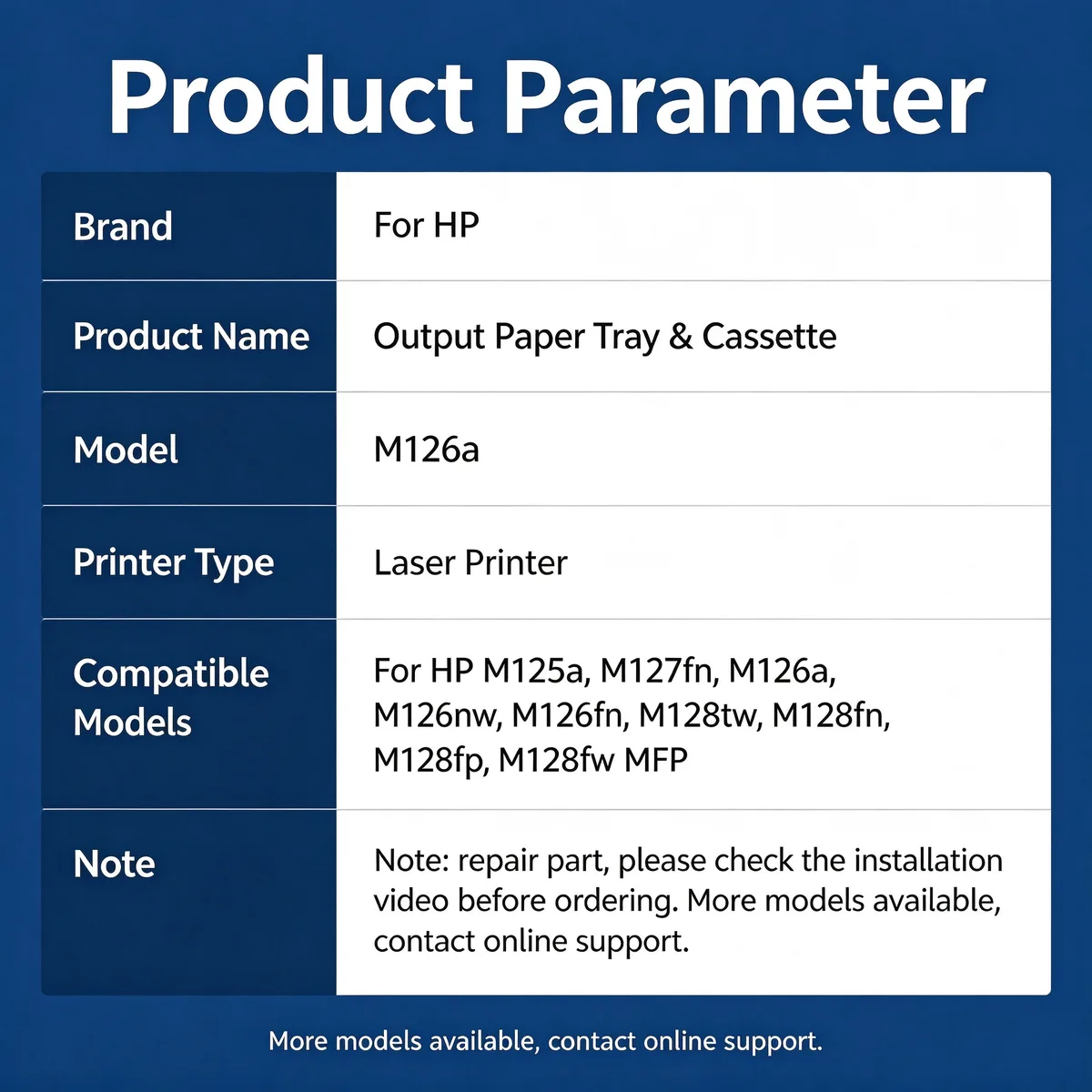 For HP M126a Output Paper Tray & Cassette view 5