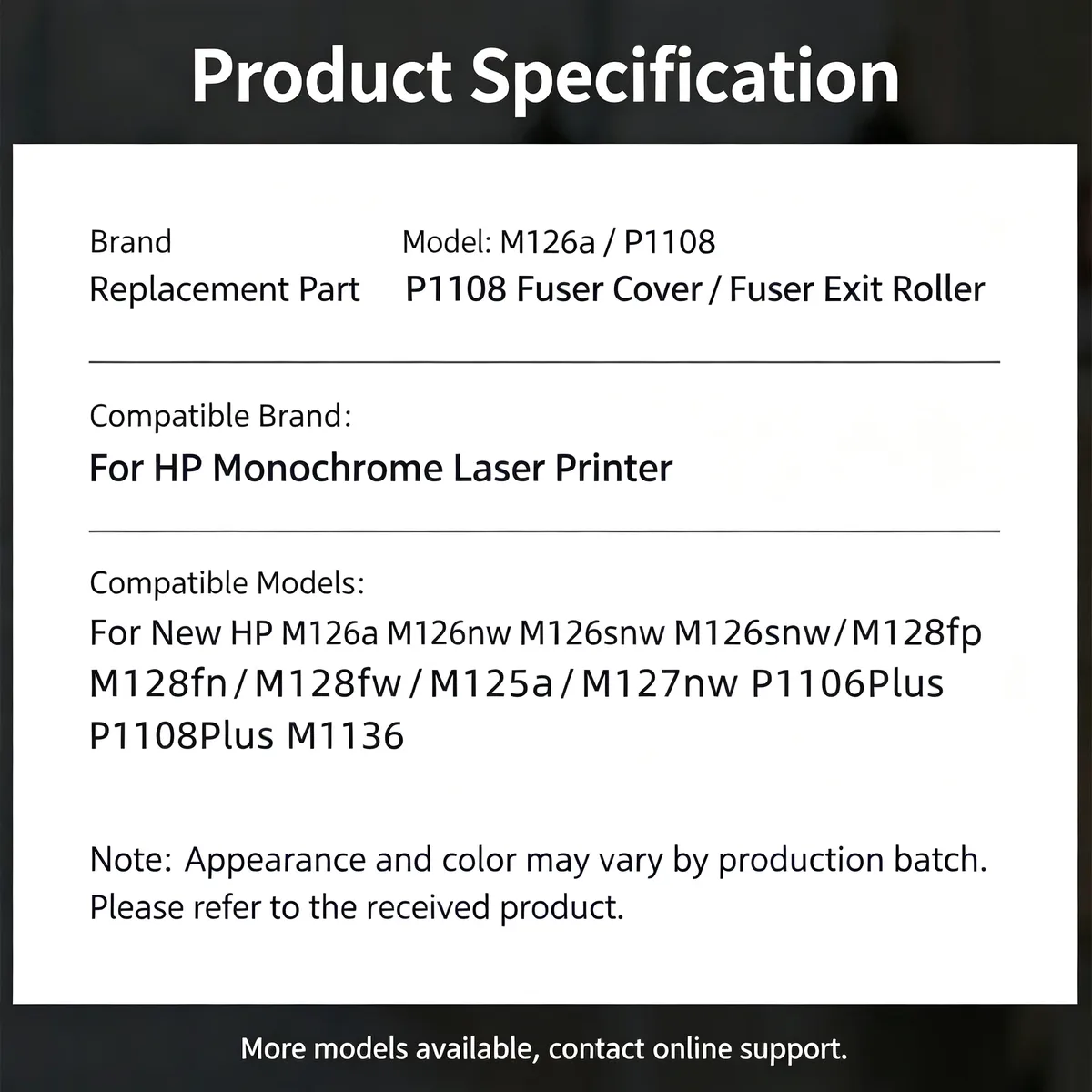 For HP M128 Fuser Cover + Exit Roller view 4