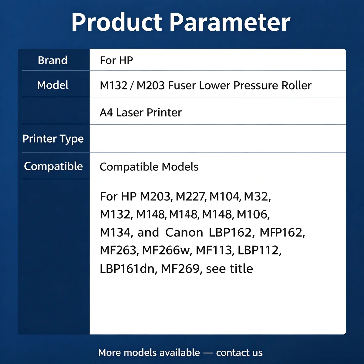 For HP M203d Fuser Lower Pressure Roller view 4