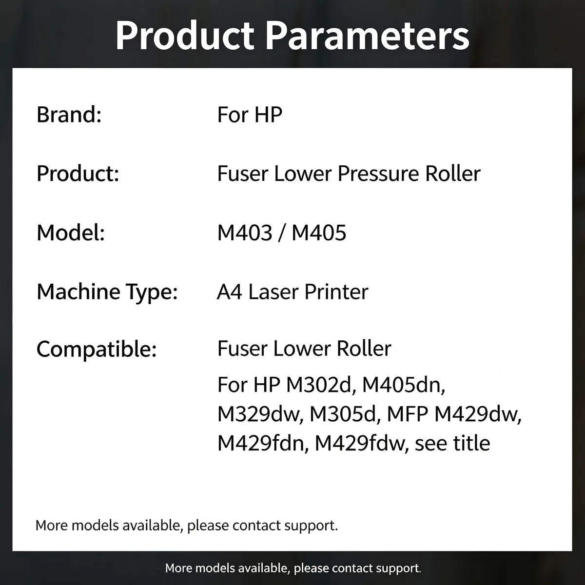 For HP M305d Fuser Lower Pressure Roller view 4