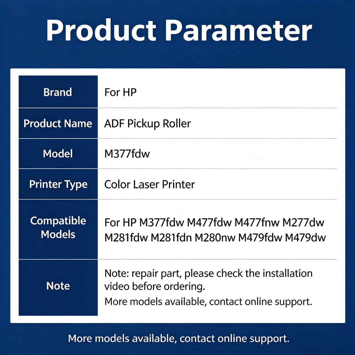 For HP M377fdw ADF Pickup Roller view 4