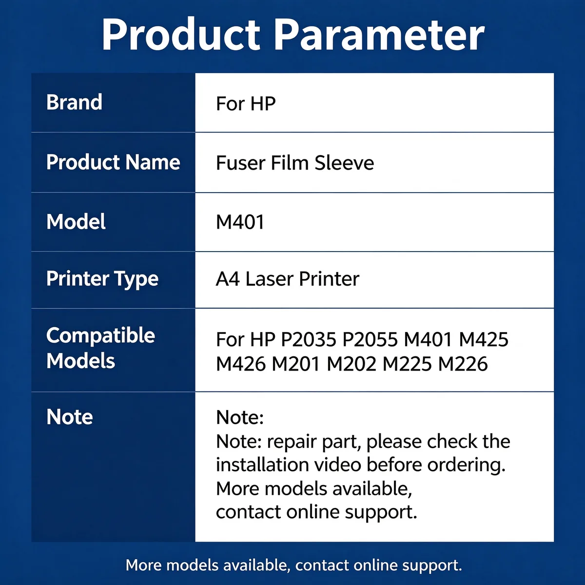 For HP M401d Fuser Film Sleeve view 4