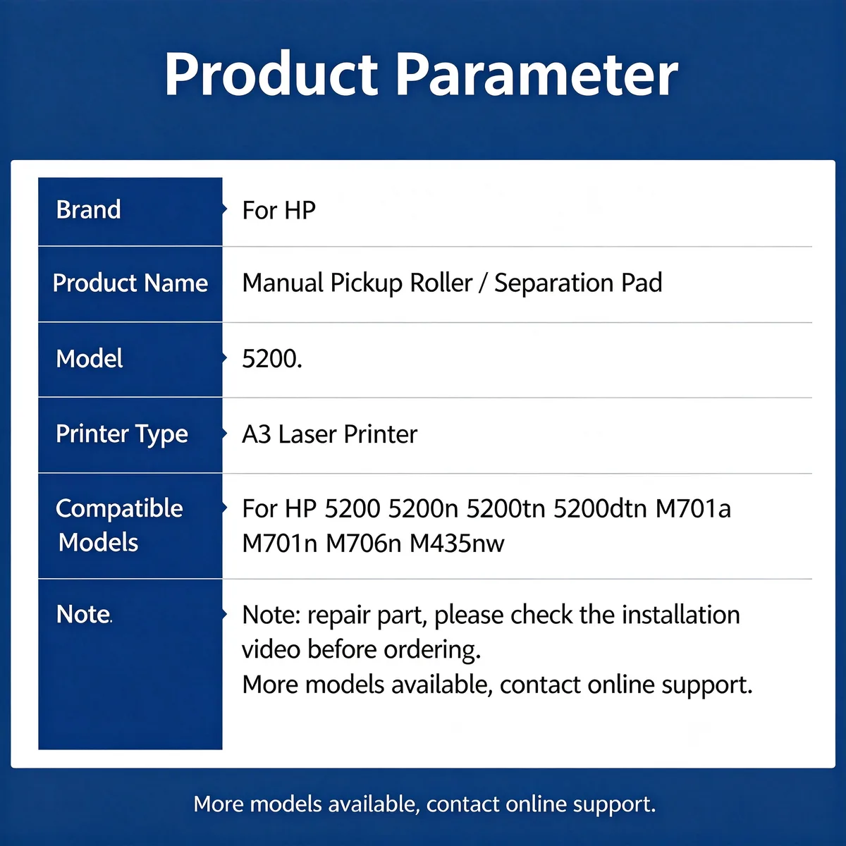 For HP M435nw Manual Pickup Roller & Separation Pad Kit view 5