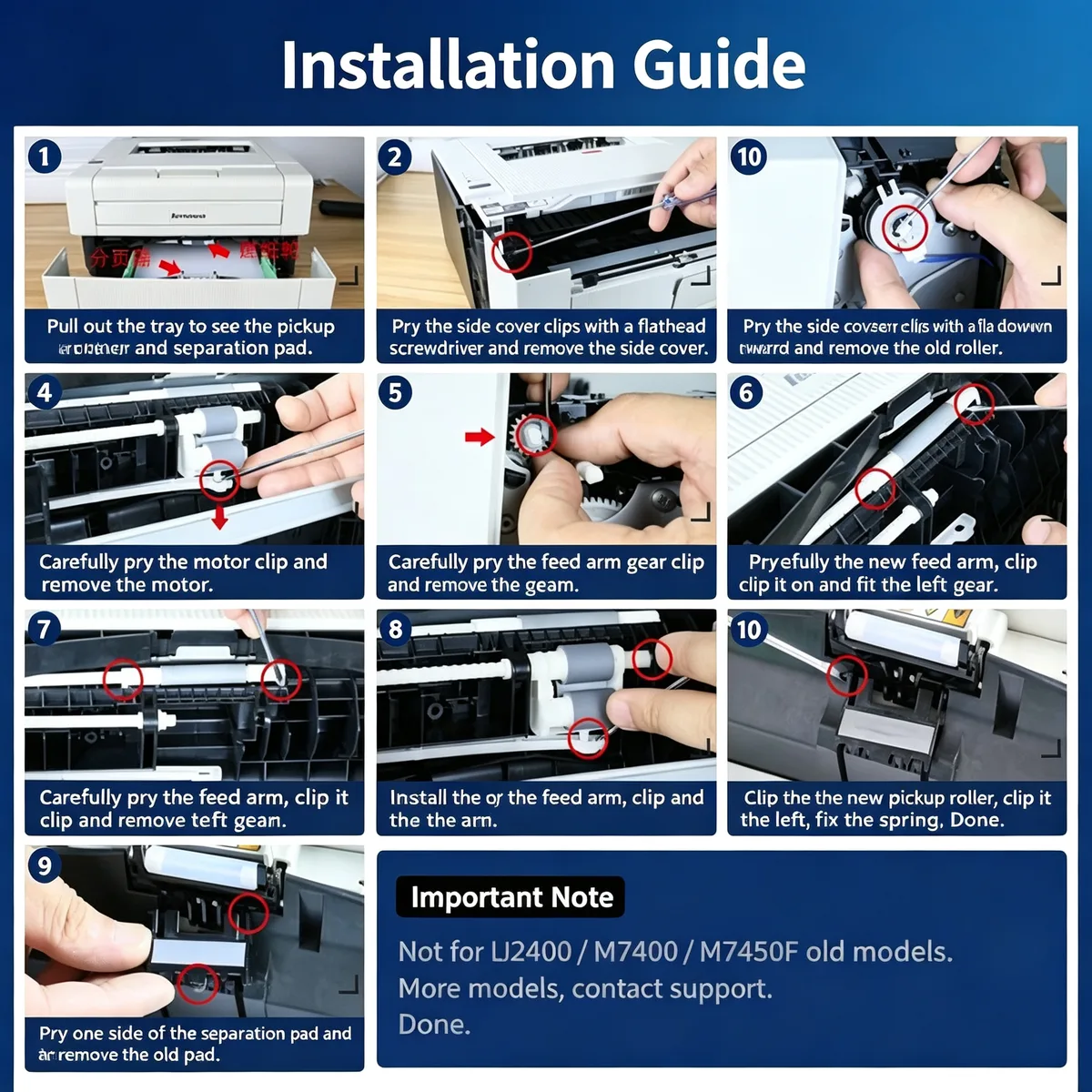 For Lenovo 2405 Pickup Roller + Feed Arm view 5