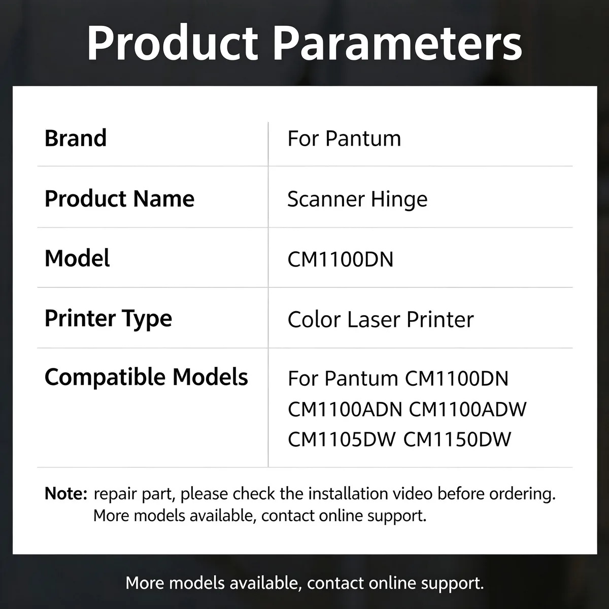For Pantum CM1100DN Scanner Hinge view 4