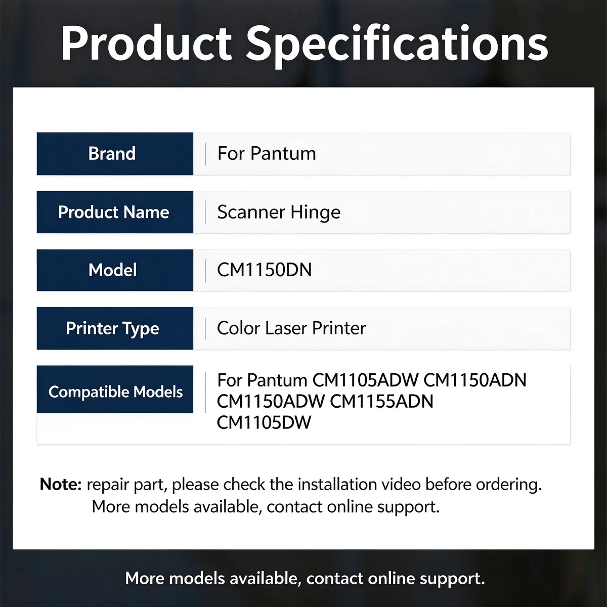 For Pantum CM1150DN Scanner Hinge view 4