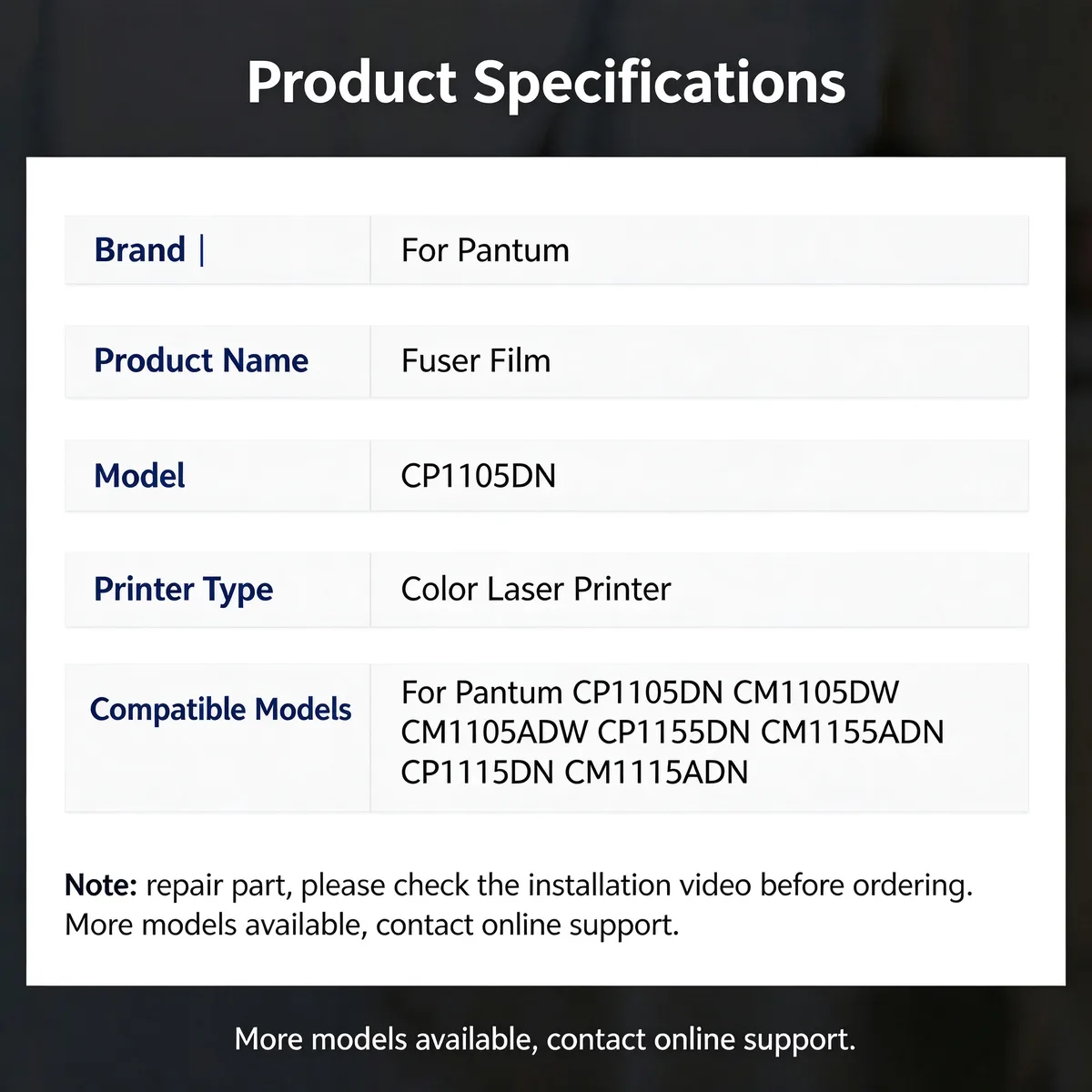 For Pantum CP1105DN Fuser Film view 4