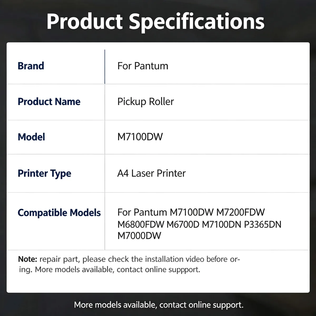 For Pantum M7100DW Pickup Roller view 5