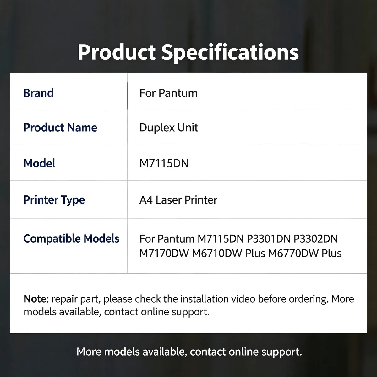 For Pantum M7115DN Duplex Unit view 4