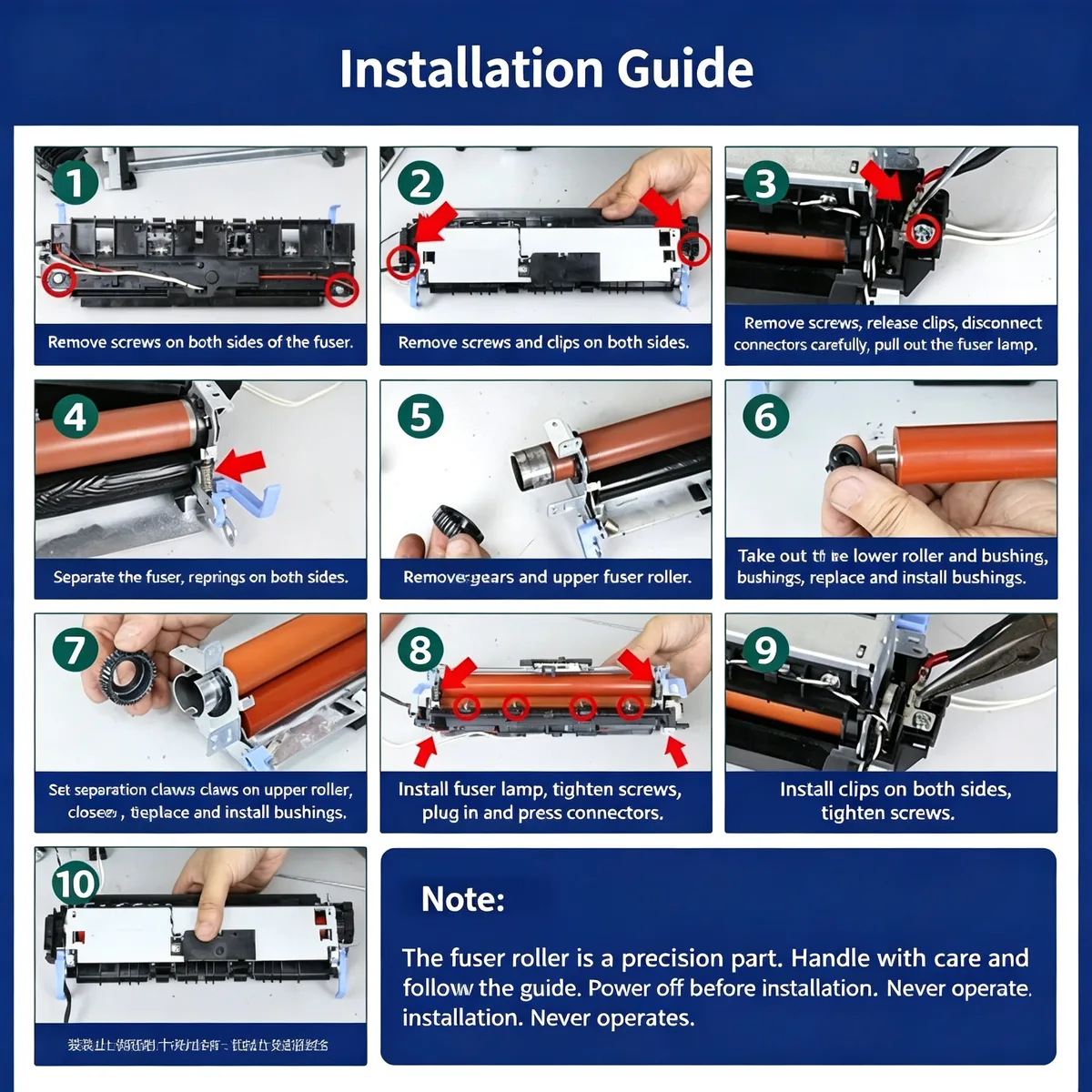 For Pantum P3010 Fuser Upper Heat Roller view 5