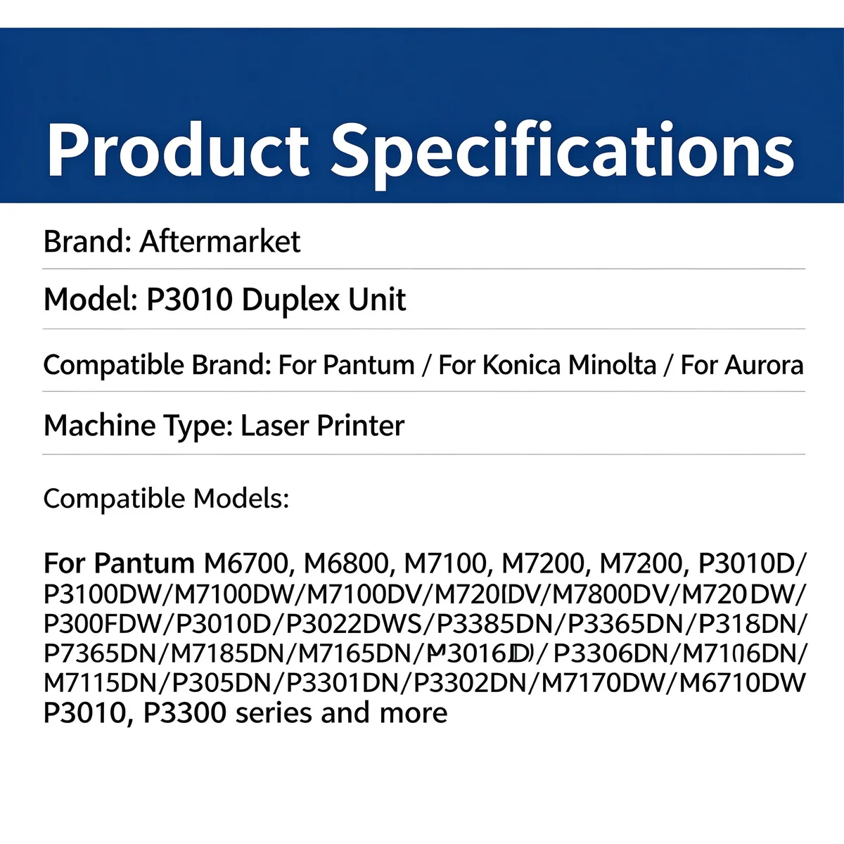 For Pantum P3300DW Duplex Unit / Duplex Paper Feed Assembly view 4