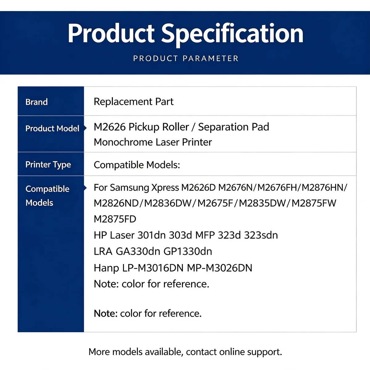 For Samsung Xpress M2876HN Pickup Roller + Separation Pad view 3